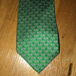 Lauren Ralph Lauren Tennis Raquete Green Silk Tie
